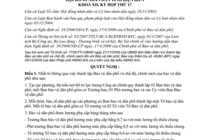 Nghị quyết 176/2009/NQ-HĐND thành lập Bảo vệ dân phố chế độ chính sách bảo vệ dân phố Điện Biên