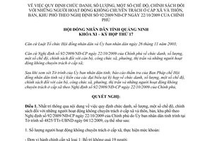 Nghị quyết 23/2009/NQ-HĐND quy định chức danh số lượng chế độ chính sách đối