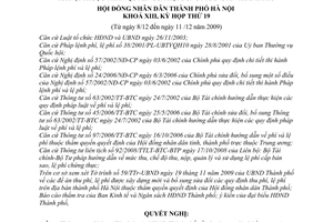 Nghị quyết 13/2009/NQ-HĐND thu phí, lệ phí trên địa bàn thành phố Hà Nội