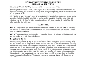Nghị quyết 19/2009/NQ-HĐND kết quả thực hiện nhiệm vụ 2009 Thái Nguyên