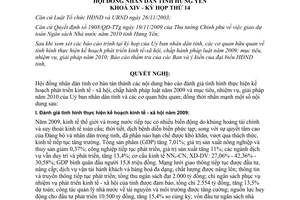 Nghị quyết 199/2009/NQ-HĐND nhiệm vụ kinh tế xã hội 2010 Hưng Yên