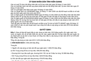 Quyết định 28/2009/QĐ-UBND giao chỉ tiêu kế hoạch đầu tư xây dựng cơ bản năm 2010 bằng nguồn vốn ngân sách nhà nước nguồn vốn xổ số kiến thiết