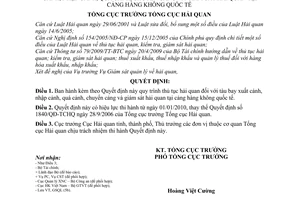 Quyết định 2428/QĐ-TCHQ Quy trình thủ tục hải quan tàu bay xuất cảnh, nhập cảnh, quá cảnh, chuyển cảng giám sát hải quan tại cảng hàng không quốc tế