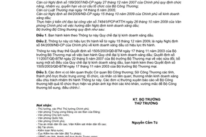 Thông tư 36/2009/TT-BCT Quy chế đại lý kinh doanh xăng dầu