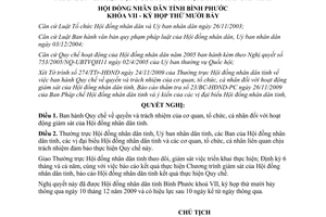 Nghị quyết 11/2009/NQ-HĐND hoạt động giám sát của HĐND Bình Phước