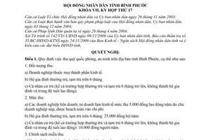 Nghị quyết 17/2009/NQ-HĐND thu quỹ quốc phòng, an ninh trên địa bàn tỉnh Bình Phước