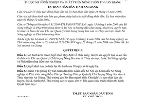 Quyết định 56/2009/QĐ-UBND chức năng nhiệm vụ quyền hạn Chi cục Quản lý Chất lượ