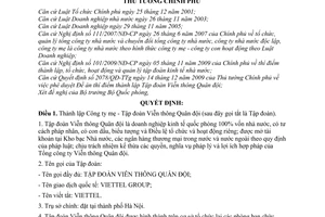 Quyết định 2079/QĐ-TTg thành lập Công ty mẹ - Tập đoàn Viễn thông Quân đội