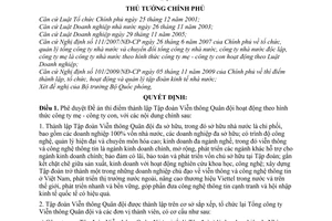 Quyết định 2078/QĐ-TTg  phê duyệt Đề án thí điểm thành lập Tập đoàn Viễn thông Quân đội