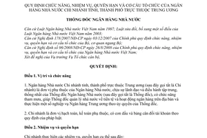 Quyết định 2989/QĐ-NHNN  chức năng nhiệm vụ quyền hạn cơ cấu tổ chức