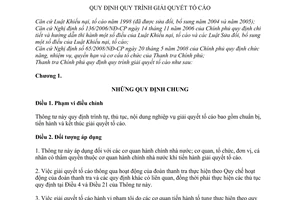 Thông tư 01/2009/TT-TTCP quy trình giải quyết tố cáo