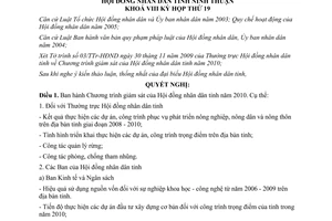 Nghị quyết 13/2009/NQ-HĐND chương trình giám sát của HĐND Ninh Thuận 2010