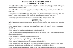 Nghị quyết 14/2009/NQ-HĐND Chương trình xây dựng Nghị quyết HĐND Ninh Thuận