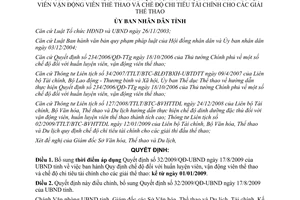 Quyết định 47/2009/QĐ-UBND chế độ huấn luyện viên vận động viên Bình Định