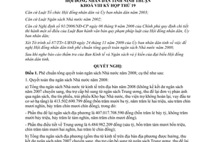 Nghị quyết 19/2009/NQ-HĐND phê chuẩn tổng quyết toán NSNN Ninh Thuận 2008