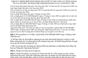 Thông tư 25/2009/TT-NHNN bổ sung Quyết định 09/2008/QĐ-NHNN cho vay bằng ngoại tệ khách hàng là người cư trú