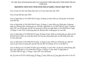 Nghị quyết 21/2009/NQ-HĐND bảng giá các loại đất Ninh Thuận năm 2010