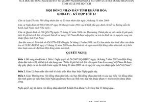 Nghị quyết 24/2009/NQ-HĐND lệ phí hộ tịch Khánh Hòa