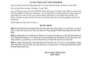 Quyết định 35/2009/QĐ-UBND chức năng nhiệm vụ quyền hạn cơ cấu Chi cục Thuỷ sản