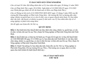 Quyết định 37/2009/QĐ-UBND chức năng nhiệm vụ quyền hạn Chi cục Thú y Ninh Bình