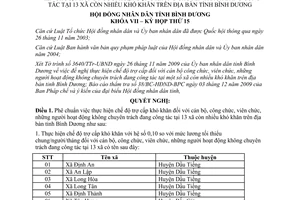 Nghị quyết 40/2009/NQ-HĐND7 trợ cấp khó khăn cán bộ công chức Bình Dương