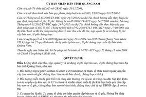 Quyết định 45/2009/QĐ-UBND thu nộp quản lý  sử dụng lệ phí cấp bản sao Quảng Nam