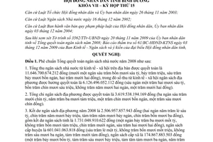 Nghị quyết 32/2009/NQ-HĐND7 tổng quyết toán ngân sách 2008 Bình Dương