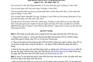 Nghị quyết 30/2009/NQ-HĐND7 dự toán ngân sách phân bổ dự toán ngân sách Bình Dương