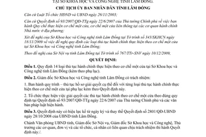 Quyết định 3106/QĐ-UBND năm 2009 TTHC thực hiện theo cơ chế một cửa tại Sở KH&CN