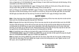 Quyết định 64/2009/QĐ-UBND Bảng giá bồi thường, hỗ trợ hoa màu cây trái
