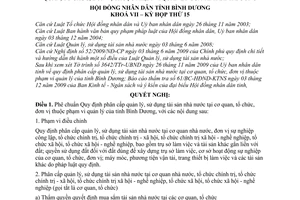 Nghị quyết 42/2009/NQ-HĐND7 phân cấp quản lý, sử dụng tài sản nhà nước tại cơ quan, tổ chức, đơn vị thuộc phạm vi quản lý  tỉnh Bình Dương