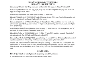 Nghị quyết 16/2009/NQ-HĐND dự toán ngân sách địa phương phân bổ ngân sách cấp tỉnh 2010 Yên Bái