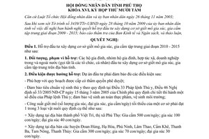 Nghị quyết 199/2009/NQ-HĐND đầu tư xây dựng cơ sở giết mổ gia súc gia cầm tập trung Phú Thọ