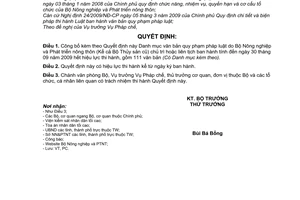 Quyết định 3593/QĐ-BNN-PC công bố Danh mục văn bản quy phạm pháp luật