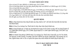 Quyết định 50/2009/QĐ-UBND tỷ lệ % tính tiền thuê đất trên địa bàn tỉnh Bình Định