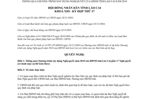 Nghị quyết 24/NQ-HĐND năm 2009 chương trình xây dựng Nghị quyết HĐND Lào Cai 2010
