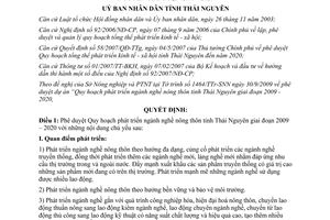 Quyết định 3358/QĐ-UBND 2009 quy hoạch phát triển ngành nghề nông thôn Thái Nguyên