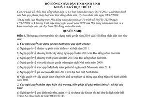 Nghị quyết 23/NQ-HĐND 2009 chương trình xây dựng nghị quyết năm 2010 Ninh Bình