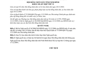 Nghị quyết 25/NQ-HĐND năm 2009 bỏ 36/2006/NQ-HĐND mức phụ cấp nhân viên y tế thôn bản Ninh Bình