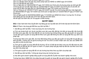 Quyết định 49/2009/QĐ-UBND  Bảng giá đất năm 2010