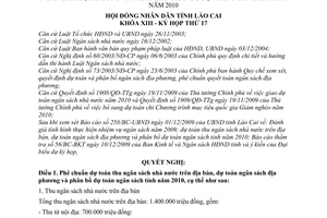 Nghị quyết 19/2009/NQ-HĐND phê chuẩn dự toán thu ngân sách nhà nước trên địa bàn, địa phương phân bổ dự toán ngân sách tỉnh năm 2010