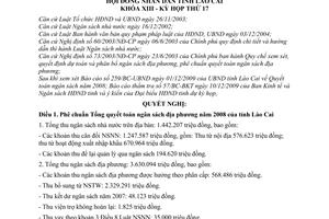Nghị quyết 18/2009/NQ-HĐND phê chuẩn Tổng quyết toán ngân sách địa phương năm 2008