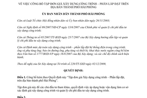 Quyết định 2538/QĐ-UBND công bố Tập đơn giá Xây dựng công trình