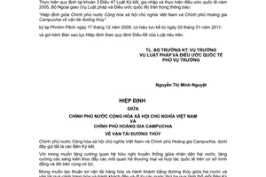 Thông báo hiệu lực hiệp định vận tải đường thủy giữa Việt Nam và Campuchia