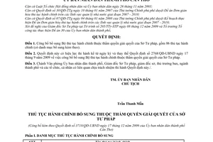 Quyết định 3718/QĐ-UBND bổ sung Bộ thủ tục hành chính