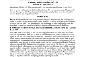 Nghị quyết 135/2009/NQ-HĐND nhiệm vụ phát triển kinh tế xã hội 2010 Phú Yên