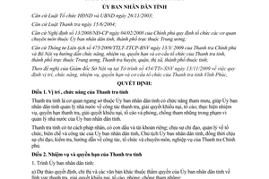 Quyết định 63/2009/QĐ-UBND chức năng nhiệm vụ quyền hạn cơ cấu Thanh tra Vĩnh Phúc