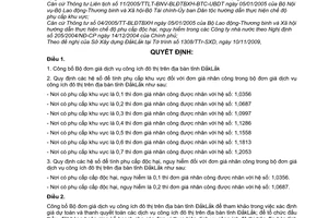 Quyết định 36/2009/QĐ-UBND công bố Bộ đơn giá dịch vụ công ích đô thị trên địa bàn tỉnh ĐắkLắk