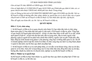 Quyết định 36/2009/QĐ-UBND chức năng cơ cấu tổ chức của Sở Kế hoạch Đầu tư Lai Châu