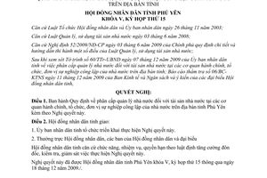 Nghị quyết 138/2009/NQ-HĐND phân cấp quản lý nhà nước đối với tài sản nhà nước